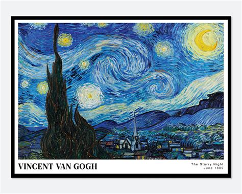 Van Gogh The Starry Night 1889 Vintage Poster Art Print Etsy