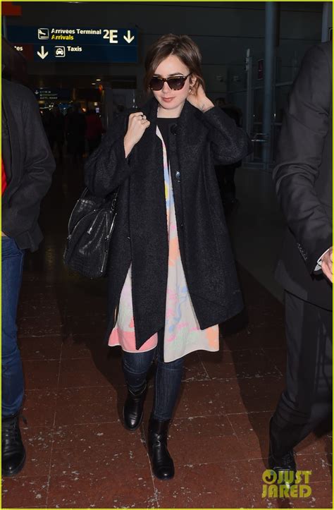 Full Sized Photo Of Lily Collins Paris Airport Arrival 15 Photo