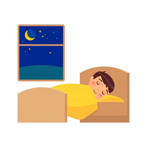 Boy Sleeping On The Bed Daily Regime Vector Illustration Sleeping
