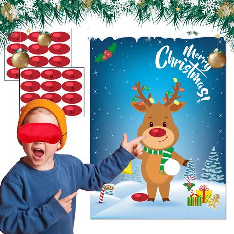Buy Christmas Party Games For Kids Pin The Nose On The Deer Kids
