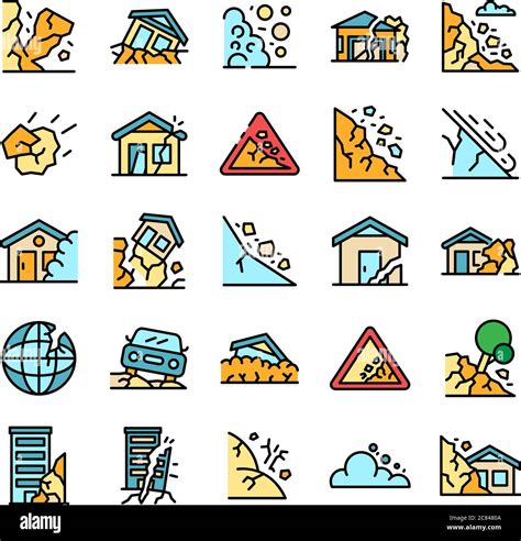 Landslide Icons Vector Flat Stock Vector Image And Art Alamy