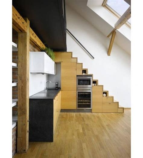 Loft Stairs For Small Spaces Making Your Stairs A Part Of The Kitchen