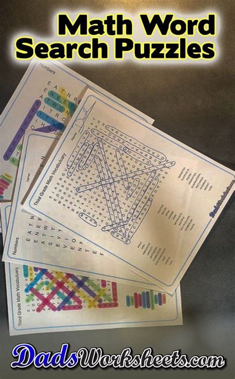 Math Word Search Puzzles For Learning Vocabulary And Spelling Of Math