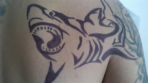 Big shark with little shark tattoo design. Tribal shark sharpie tattoo by Megido23 on DeviantArt