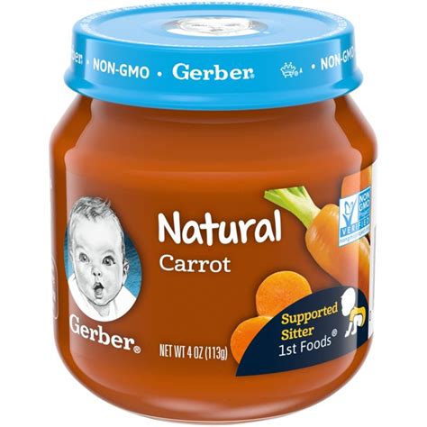 4.7 out of 5 stars with 23 ratings. Gerber, Stage 1, Natural Carrot Baby Food, 4 oz Jar ...