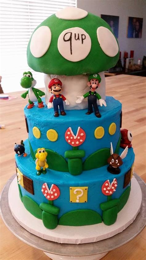 List of stunning mario cake design image ideas that can inspire you to have custom cake designs for upcoming birthdays, weddings, anniversaries. Super Mario Bros Birthday Cake - Baking With Mom