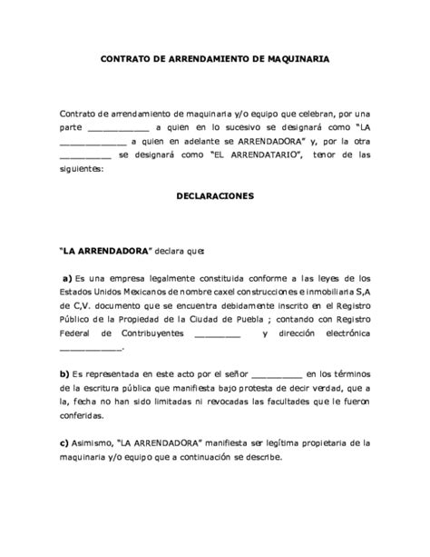 Doc Contrato De Arrendamiento De Maquinaria Mary Badillo