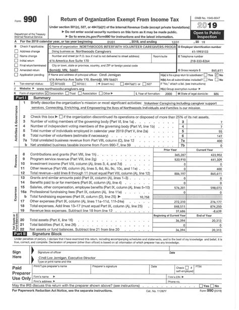 990 Form 20190003 Northwoods Caregivers