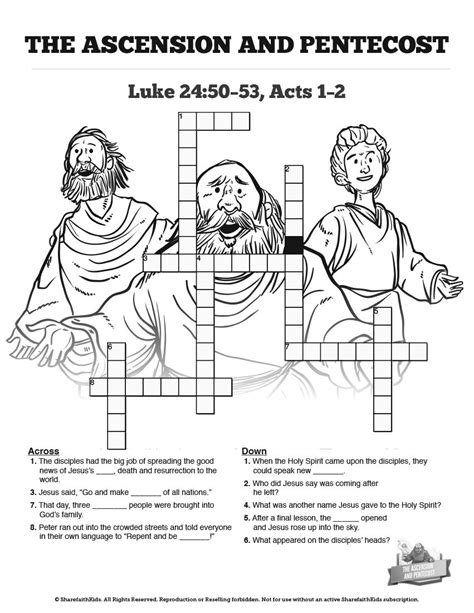 The Ascension And Pentecost Bible Crosswords For Kids Bible For Kids