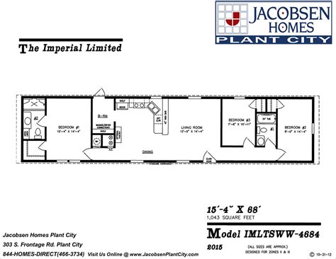 Imlt 4684 Mobile Home Floor Plan Jacobsen Mobile Homes Plant City