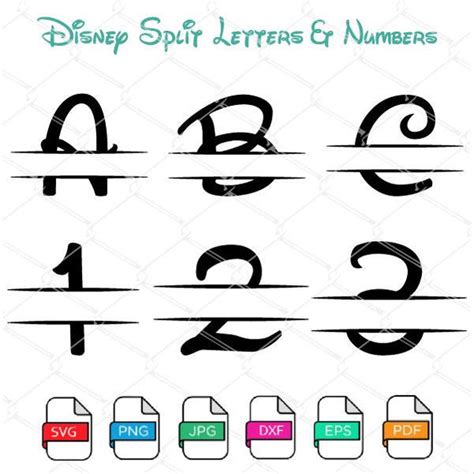 Disney Split Monogram Letters Svg