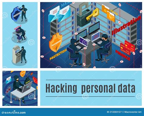 Isometric Hacker Activity Infographic Template Cartoon Vector 139364899