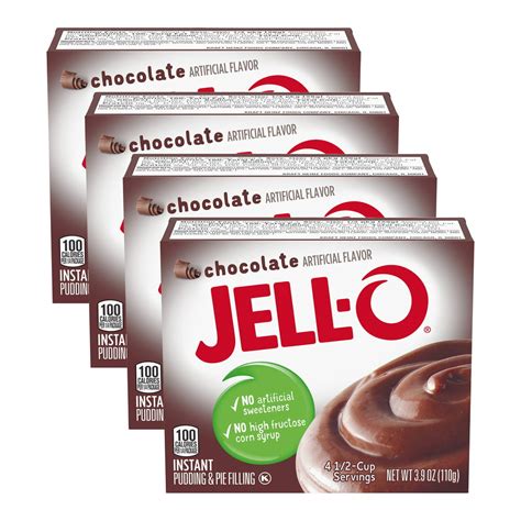 Jell O Chocolate Instant Pudding Mix 39 Oz Box Pack 4