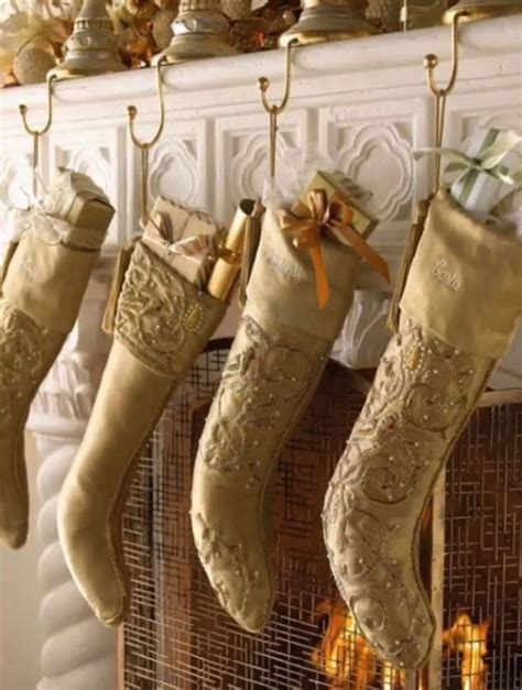 Pin By Karen Rambo On Christmas ~ Gold And Silver Christmas Stockings