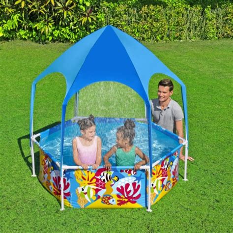 Bestway 6 X 20 Above Ground Kids Round Swimming Pool With Shaded