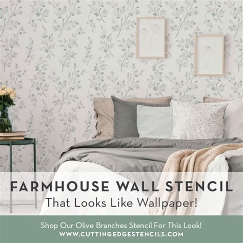 Farmhouse Wall Stencil That Looks Like Wallpaper Stencil Stories