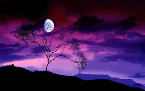Hd Moonlight In Purple Sky Wallpaper Download Free 53349
