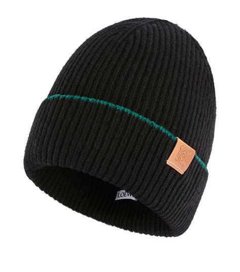 Loewe Black Knitted Beanie Hat Harrods Uk