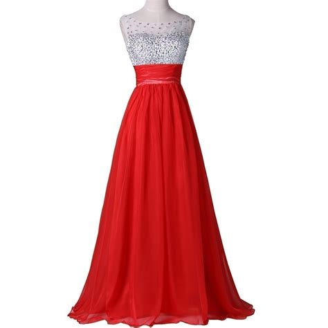 Elegant Red Crystal Beaded Long Evening Dresses Fashion And Love