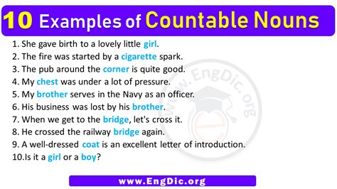 Examples Of Countable Nouns In Sentences Engdic