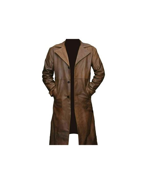 Mens Full Length Brown Leather Trench Coat Tradingbasis