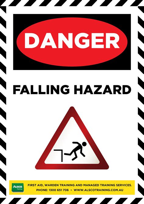 Danger Sign Posters Falling Hazard A4 Alsco Training