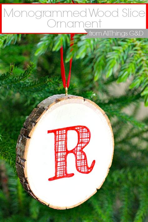 Monogrammed Wood Slice Ornament All Things G D