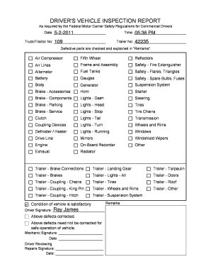 Driver Vehicle Inspection Report Fill And Sign Printable Template Online