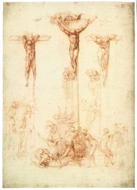 The Crucifixion Of Christ And The Two Thieves By Michelangelo Buonarroti