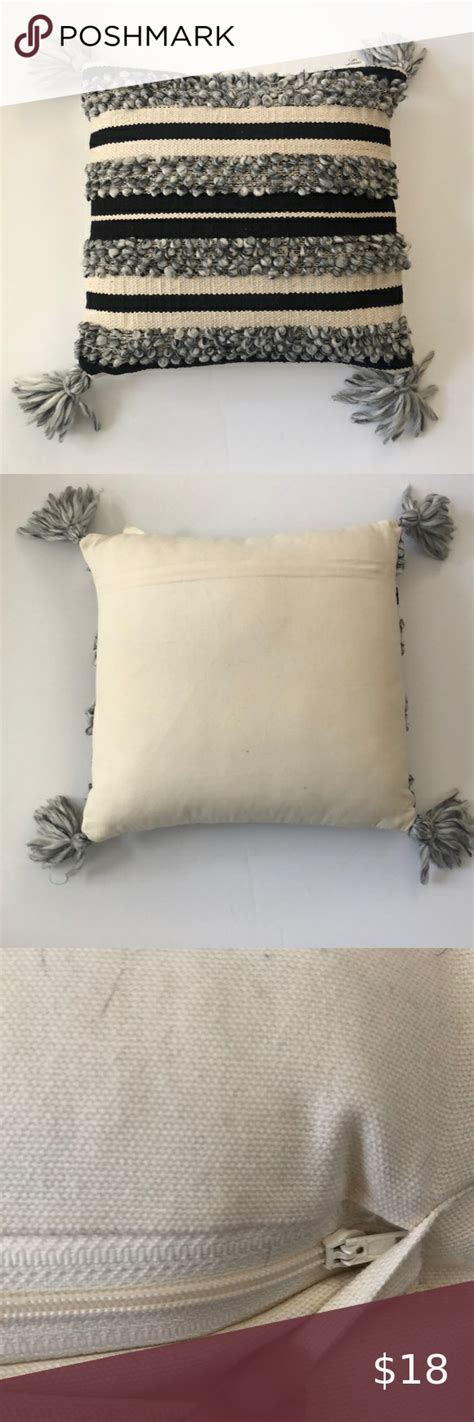 Gray Black And Cream Nubby Textured Accent Pillow Pillows Accent