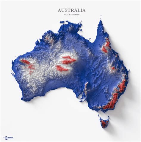 Australia Shaded Relief Map Wondering Maps