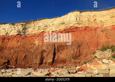 Geology Cretaceous Sedimentary Rock Formation Hunstanton Cliffs Norfolk England Stock