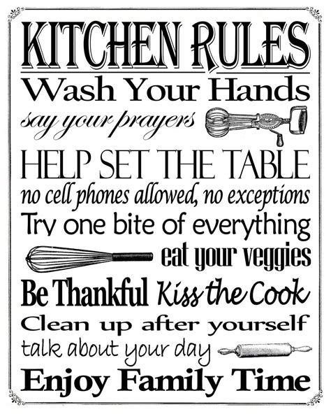 Free Printable Kitchen Rules 8 X 10 Sign My Kitchen Rules Kitchen