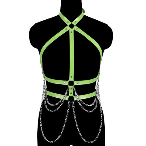 1set sexy lingerie harness bra dance rave wear leather straps stockings garter belt harness goth