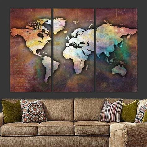 Large Canvas World Collage Map Wall Art Holy Cow Canvas