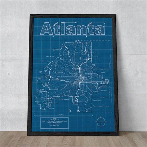 Atlanta Map Art Atlanta Wall Map Atlanta Street Map Etsy Fort Worth