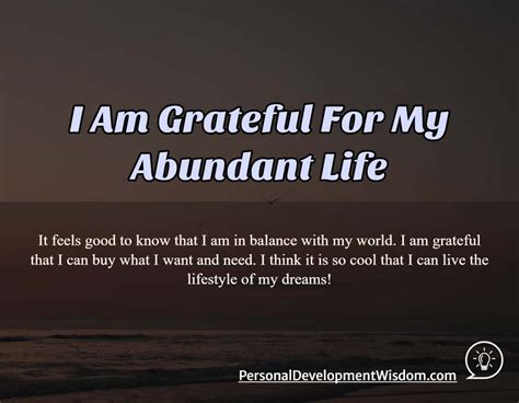 I Am Grateful For My Abundant Life Personal Development Wisdom