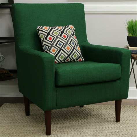 Emerald Green Accent Arm Chair Lounge Upholstered Fabric Mid Century