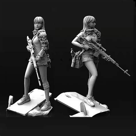 Female Cyborg Soldier Sniper Scifi Resin Model Kit Unassembled