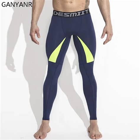 ganyanr brand running tights men yoga pants sports leggings fitness spandex long trousers