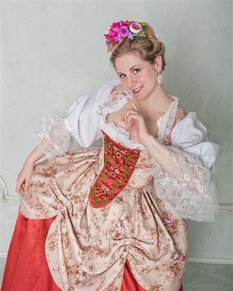 Beautiful Woman In Old Fashioned Historic Medieval Dress Stock Photo