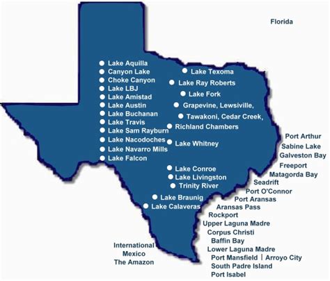 Texas Map With Lakes Labeled