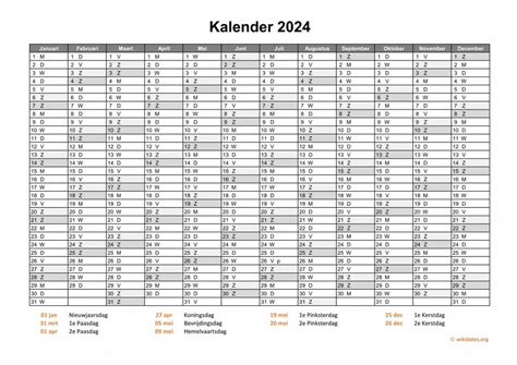 Kalender 2024 Niederlande Mit Feiertagen