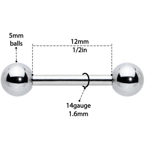 14 Gauge 12 Simple Classic Barbell Nipple Ring Set Bodycandy