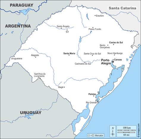 Río Grande del Sur Mapa gratuito mapa mudo gratuito mapa en blanco
