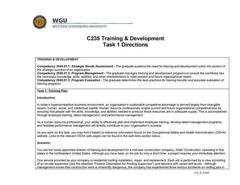 C235 Task 1 Directions Western Governors University C235 Training