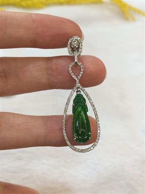 Vivid Imperial Green Jade Earrings Type A Jade Earrings Classicjade