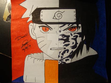 Naruto And Sasuke Half Face By Mikasaackerman0401 On Deviantart