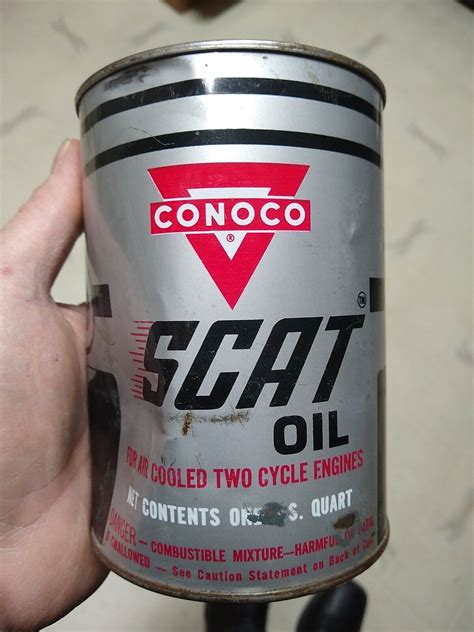 Vintage Conoco Scat Motor Oil Full Quart Air Cooled 2 Cycle Stroke