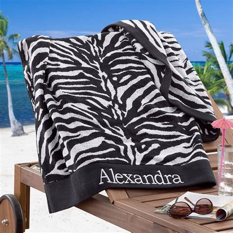 12985 Zebra Print Embroidered Beach Towel